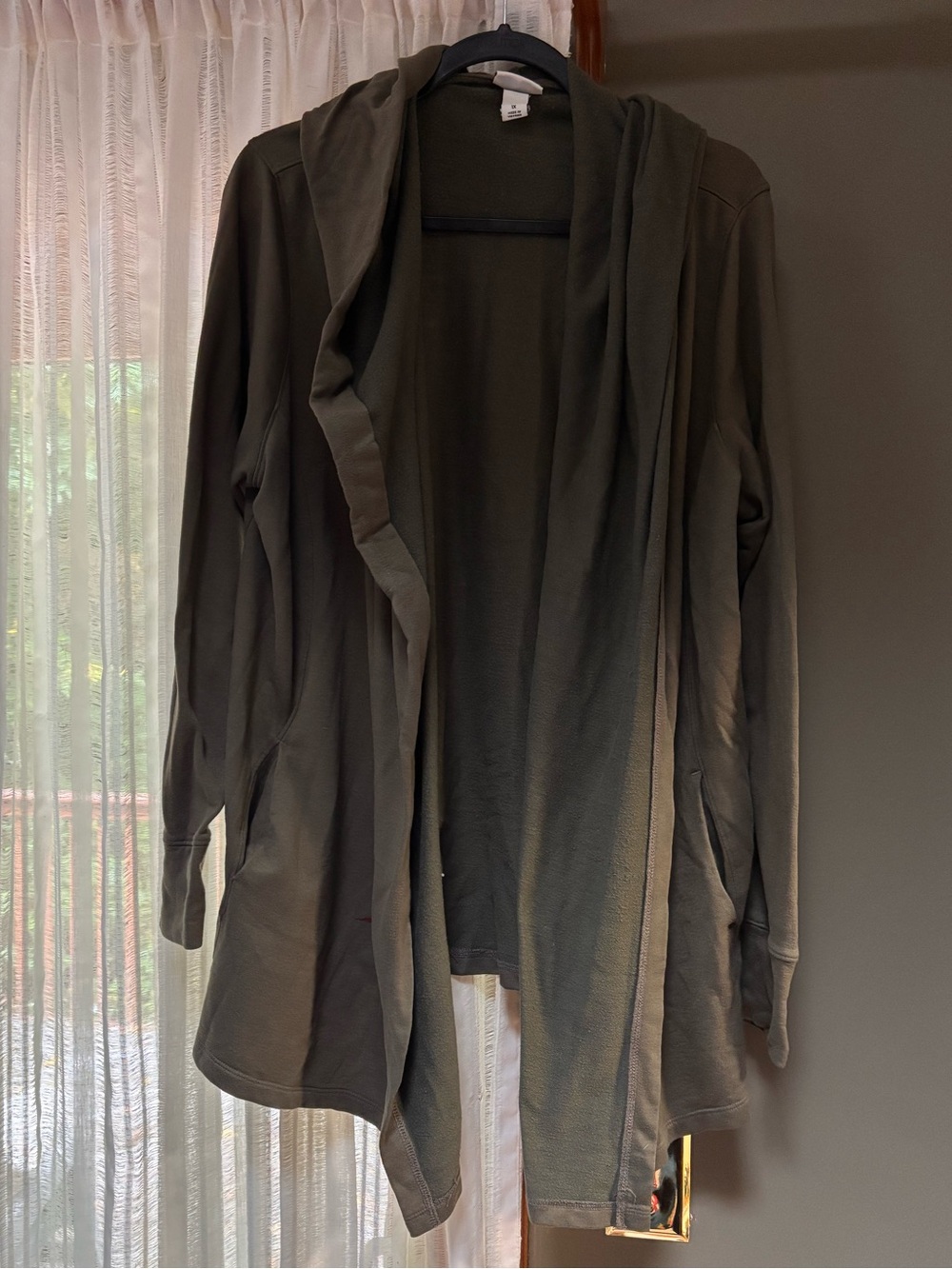 Ava & Viv Olive Green Open-Front Hooded Cardigan
